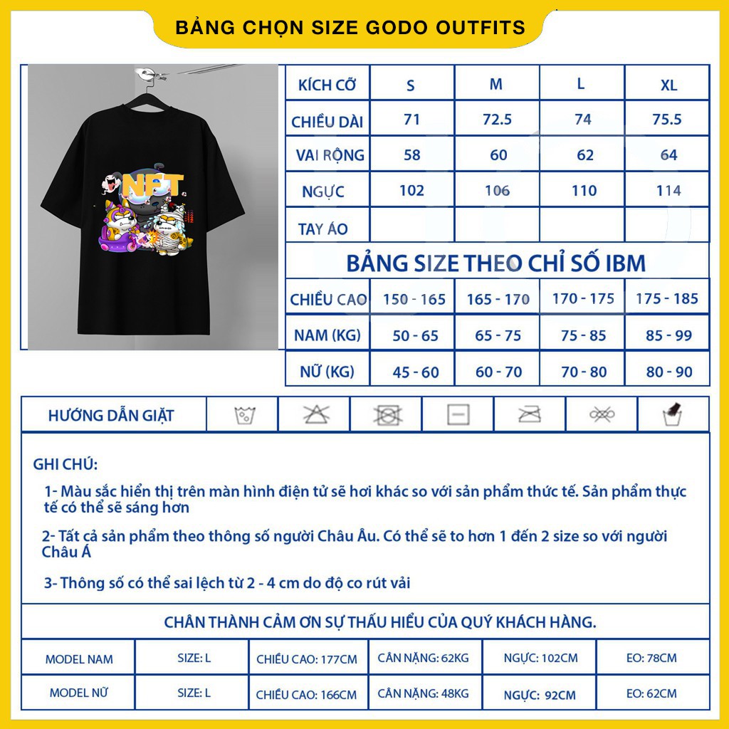Áo thun tay lỡ nam nữ form rộng local brand GODO OUTFITS In RACA NFT chất liệu primeum cotton 100%
