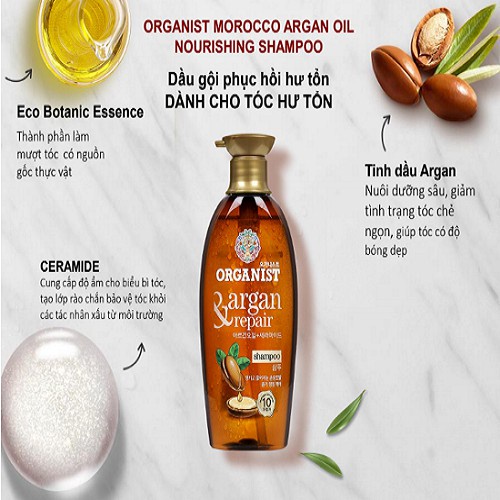 Dầu gội dưỡng tóc Organist dành cho tóc hư tổn Tinh dầu Morocco Argan 500ml
