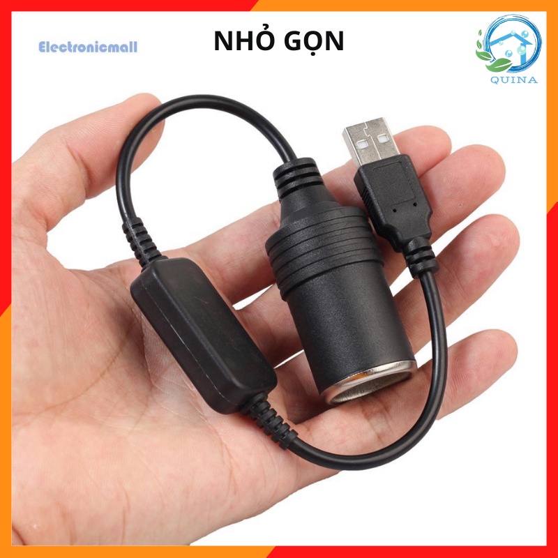 Bộ Chuyển Đổi Cổng Sạc USB 5V Sang Tẩu Sạc Ô Tô 12V Quina QN016