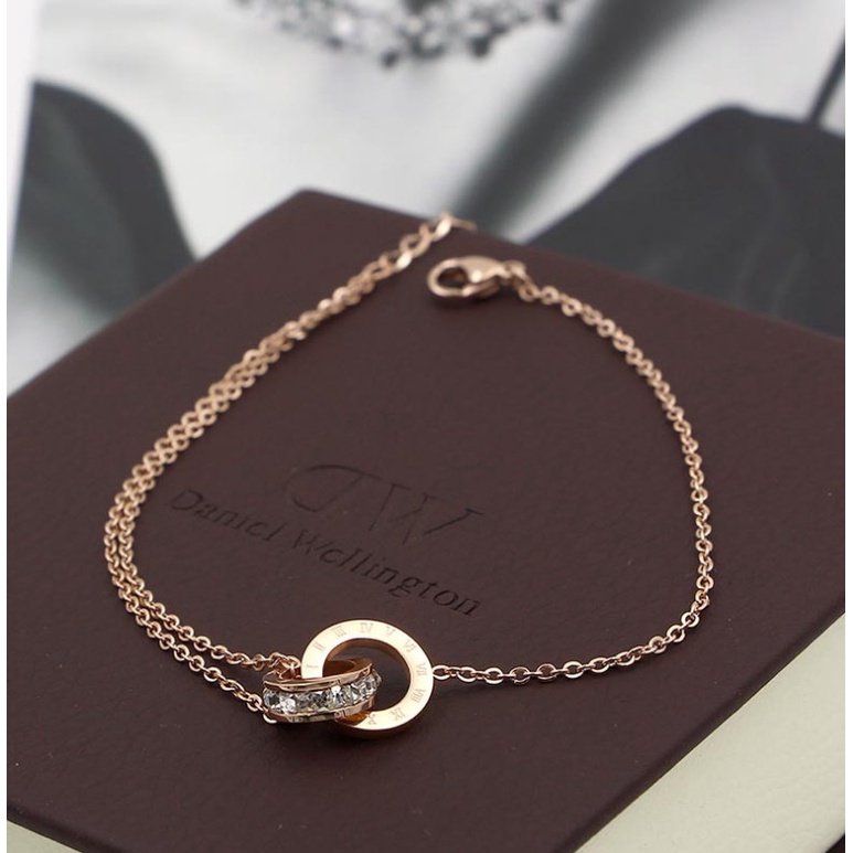 Lắc Tay Titan Ko Han Rỉ 2 Khoen Tròn Lồng Nhau TT 4013