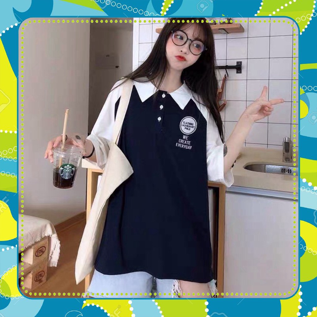 ÁO POLO EVERYDAY PHỐI VIỀN SỌC ĐEN TRẮNG ULZZANG - SP sẵn