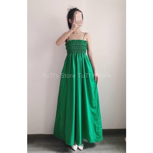 VÁY/ĐẦM/MAXI HAI DÂY BÈO CHUN NGỰC ĐAN BUỘC DÂY SAU DÁNG DÀI XOÈ MẶC ĐƯỢC 2 KIỂU SIÊU HOT