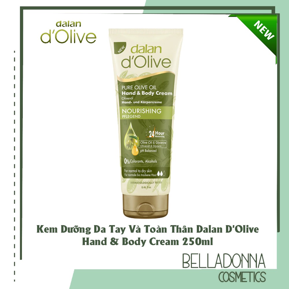 [HÀNG CHÍNH HÃNG]  Kem Dưỡng Da Tay Và Toàn Thân Dalan D'Olive Hand & Body Cream 250ml