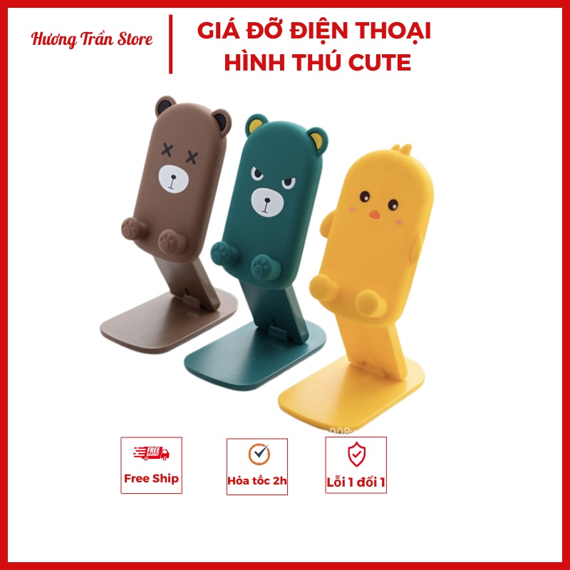 Giá đỡ để điện thoại, giá kẹp điện thoại, kẹp để điện thoại đa năng gấp gọn hình thú dễ thương
