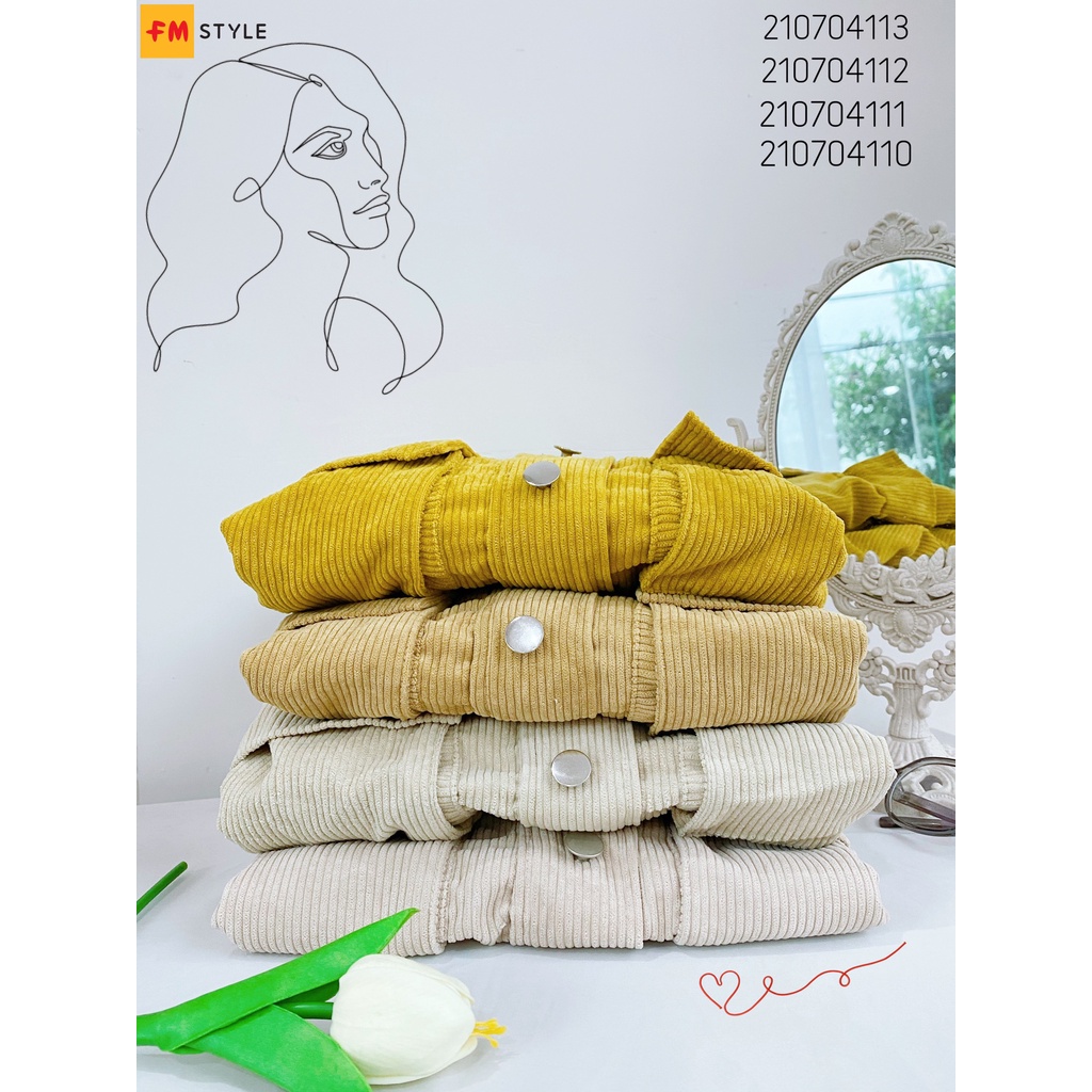 Áo khoác nữ form rộng FM Style áo khoác chống nắng áo khoác nữ kaki thiết kế hai túi hoạ tiết trơn 21042515 | BigBuy360 - bigbuy360.vn