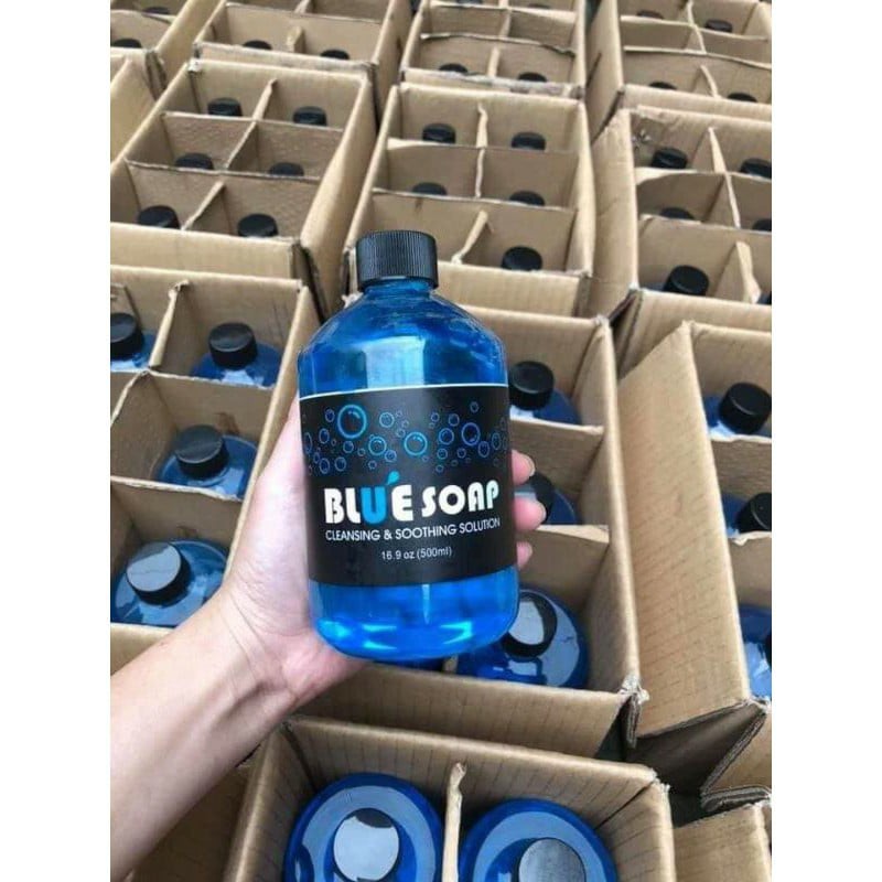 Dung dịch tạo bọt Bluesoap 500ml ,nước rửa hình xăm sau phun chai xanh