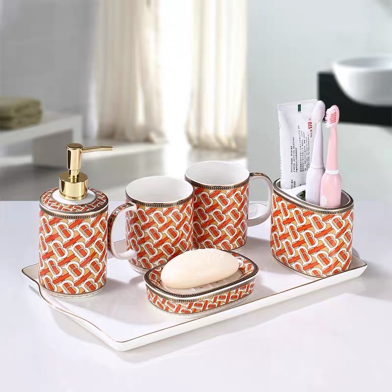 Bộ đồ dùng nhà tắm gốm sứ cao cấp phong cách Bắc Âu