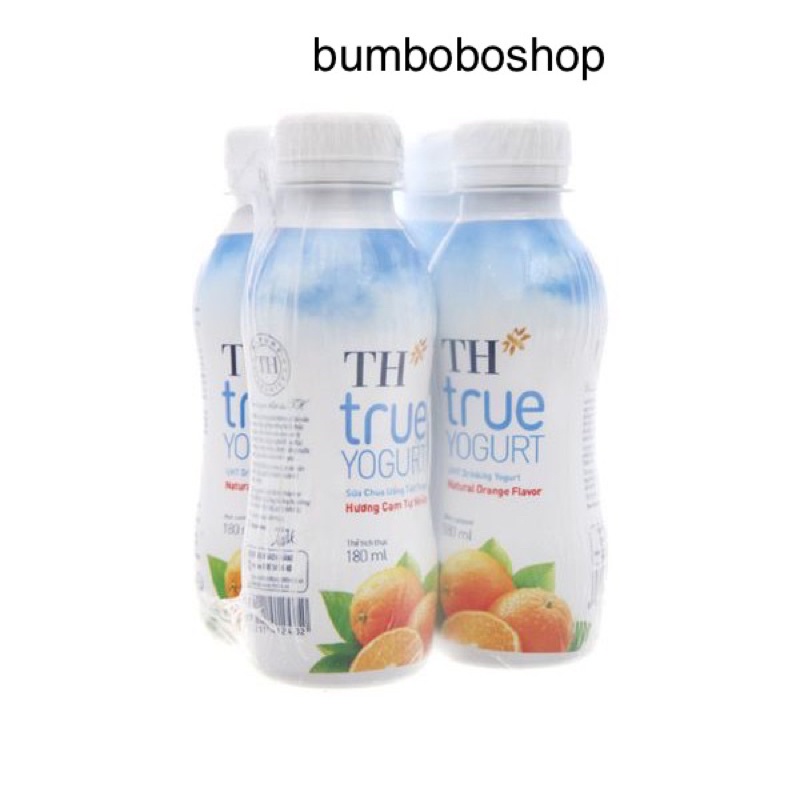 Lốc 4 chai sữa chua uống tiệt trùng TH true milk vị cam/dâu/việt quất