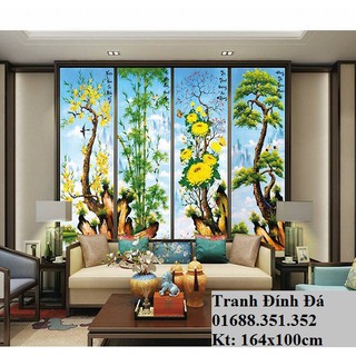 Tranh đính đá tứ quý tùng cúc trúc mai y8084 146x100cm