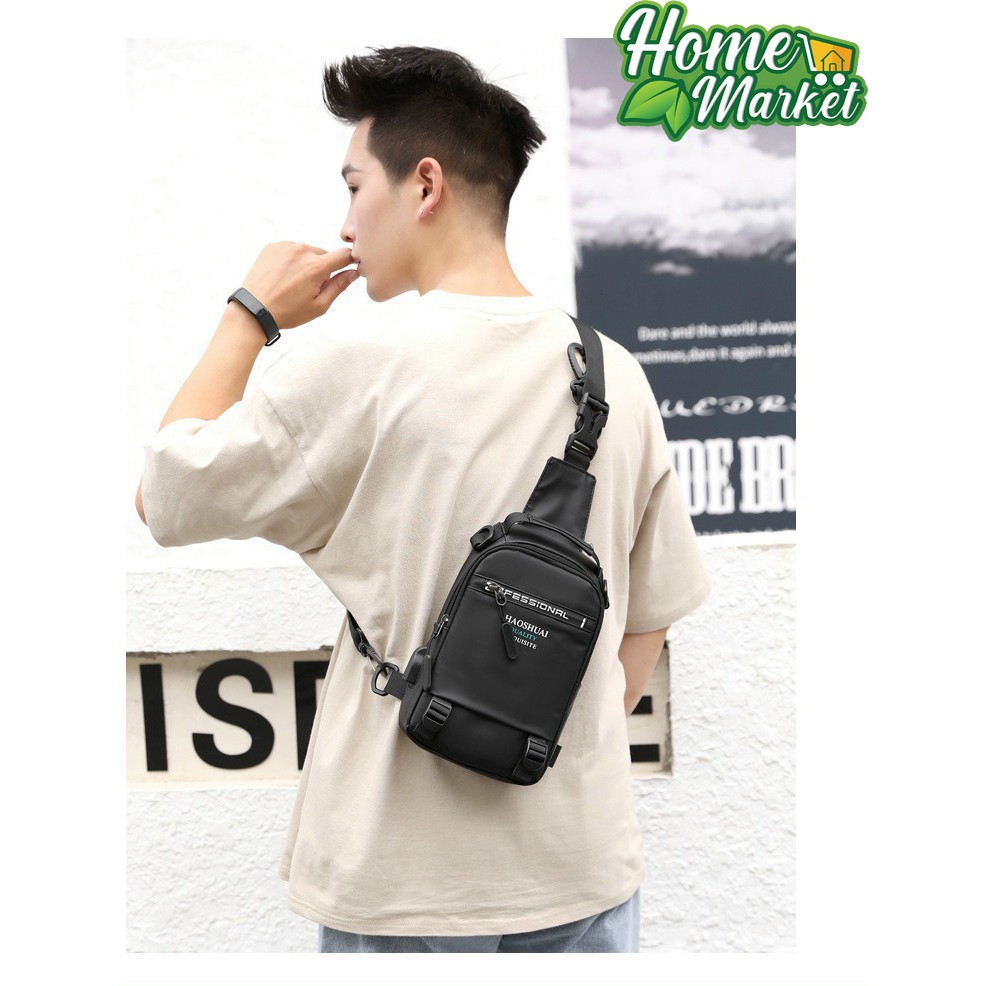 ( Hàng Mới Về ) Túi đeo chéo nam vải Polyester kháng nước chống bám bụi tích hợp cổng sạc USB tiện dụng TC116 | BigBuy360 - bigbuy360.vn