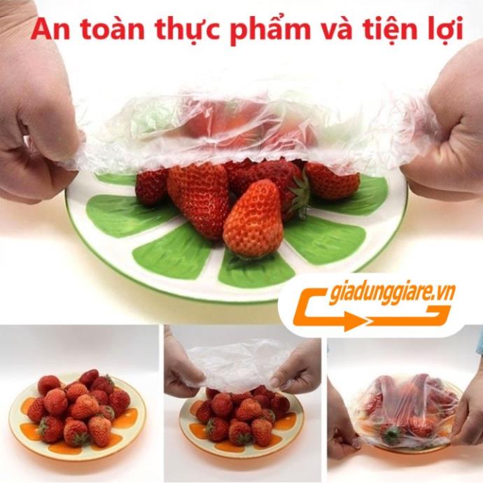 Túi 100 MÀNG BỌC THỰC PHẨM nhựa PE trong suốt an toàn vệ sinh bọc nilong bảo quản trái cây có chun co giãn tiện lợi