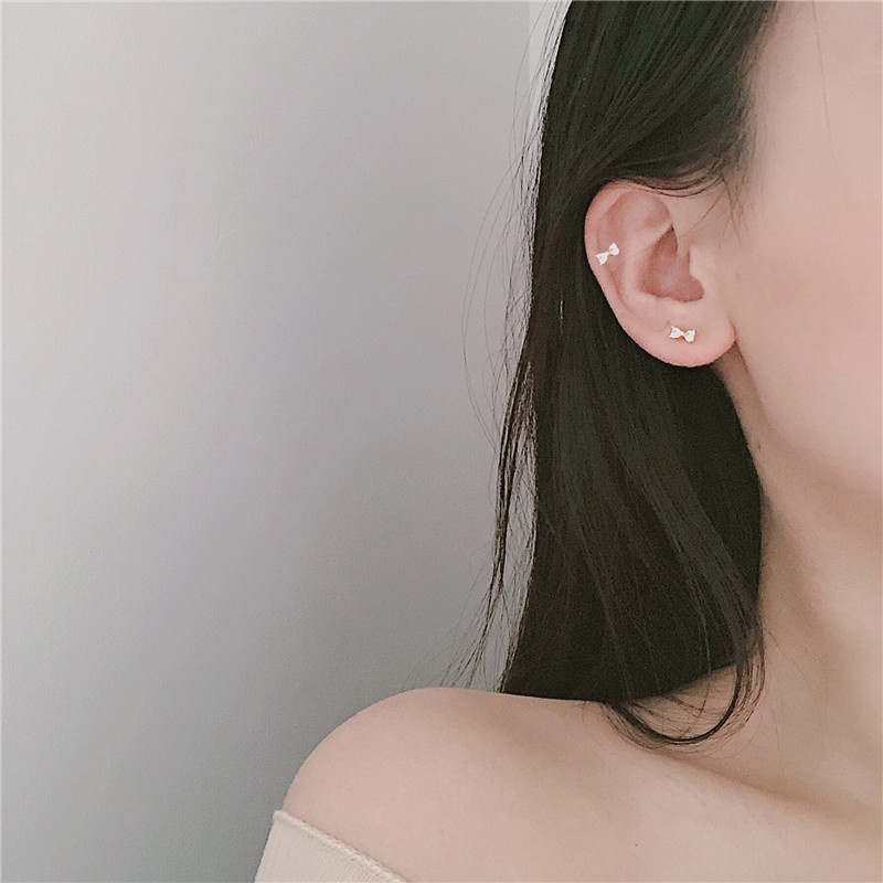 Đôi Bông Tai Mạ Vàng 14K Hình Chiếc Nơ Đính Đá Thời Trang Cho Nữ
