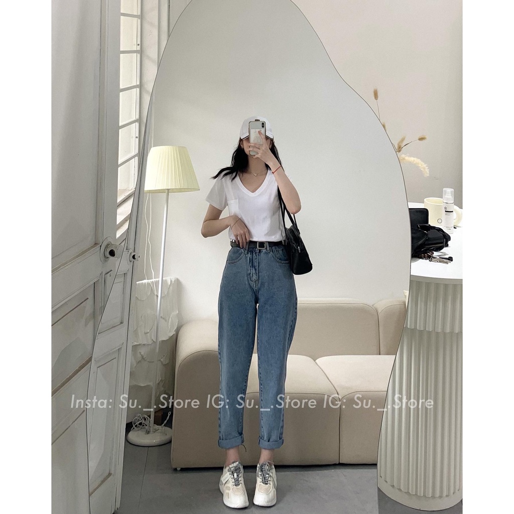 Quần jeans baggy trơn kèm đai Q414 SUSTORE