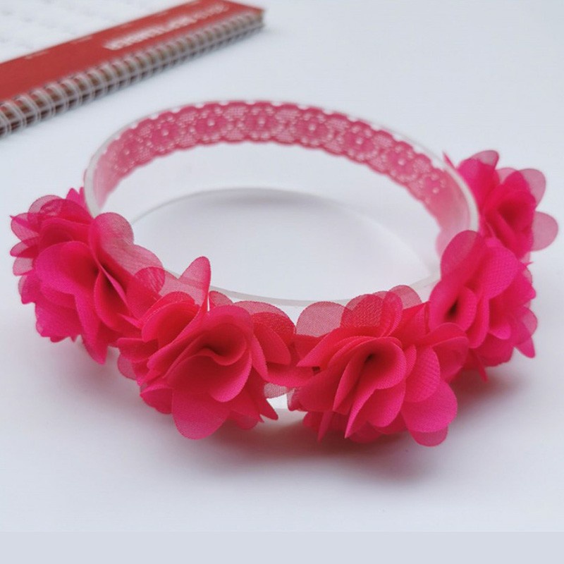 Băng Đô Vải Voan Mềm Co Giãn Màu Trơn Hình Hoa Năm Cánh Đơn Giản Dễ Thương Cho Bé