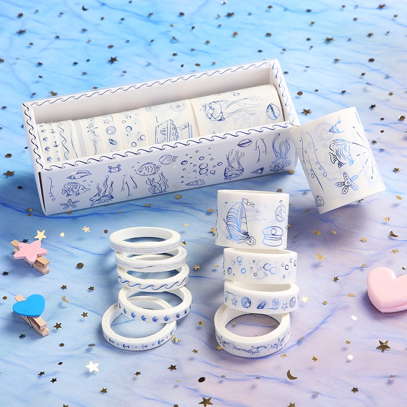 Washi tape cute trang trí sổ, băng dính trang trí sổ họa tiết ánh Metalic ĐỘC, LẠ