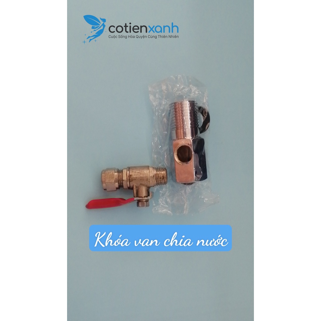 Bộ van chia nước đầu vào máy lọc nước hoặc dùng trong hệ thống phun sương, ren 21mm, có van khóa.