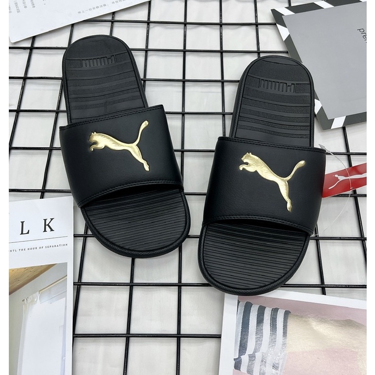 [CHÍNH HÃNG] DÉP PUMA COOL CAT SPORT ĐEN GOLD SLIDE SANDAL - DÉP QUAI NGANG SIÊU ÊM