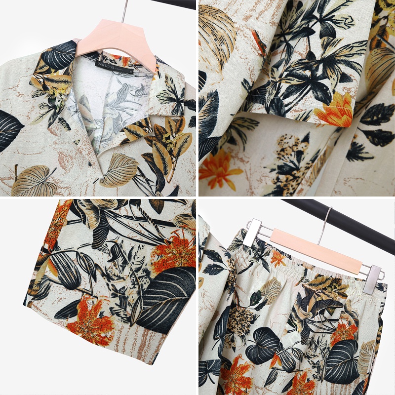 Set trang phục ZANZEA áo tay dài và quần dài in họa tiết hoa phong cách Châu Âu vintage dành cho nữ