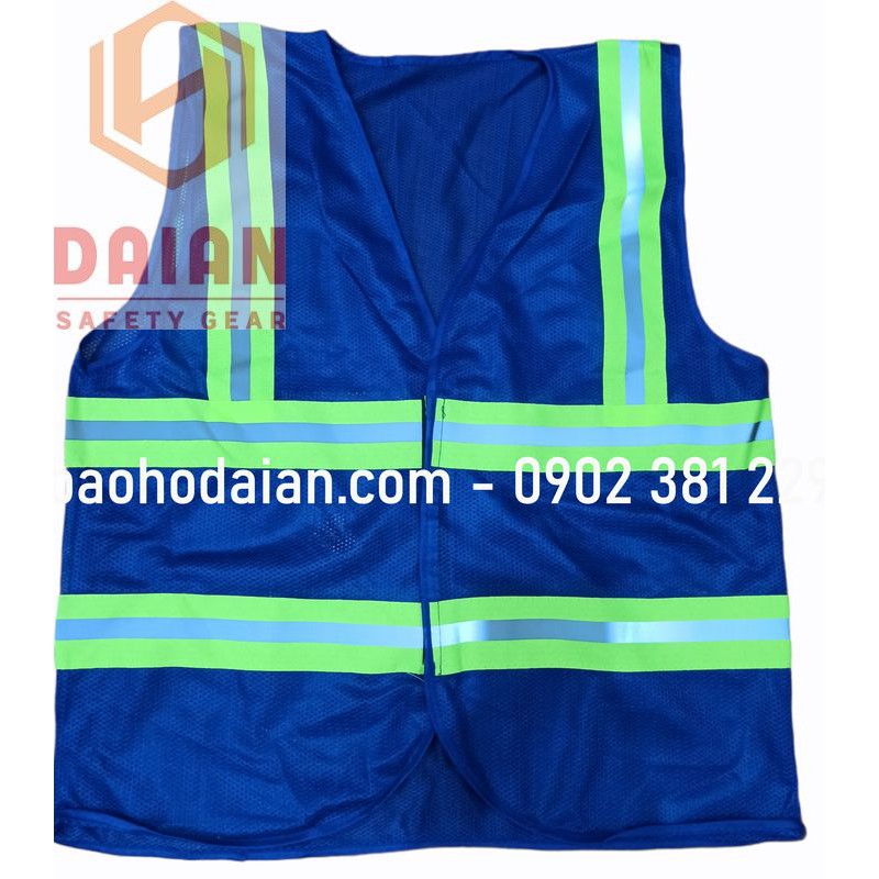 Áo phản quang lưới miếng dán màu xanh dương