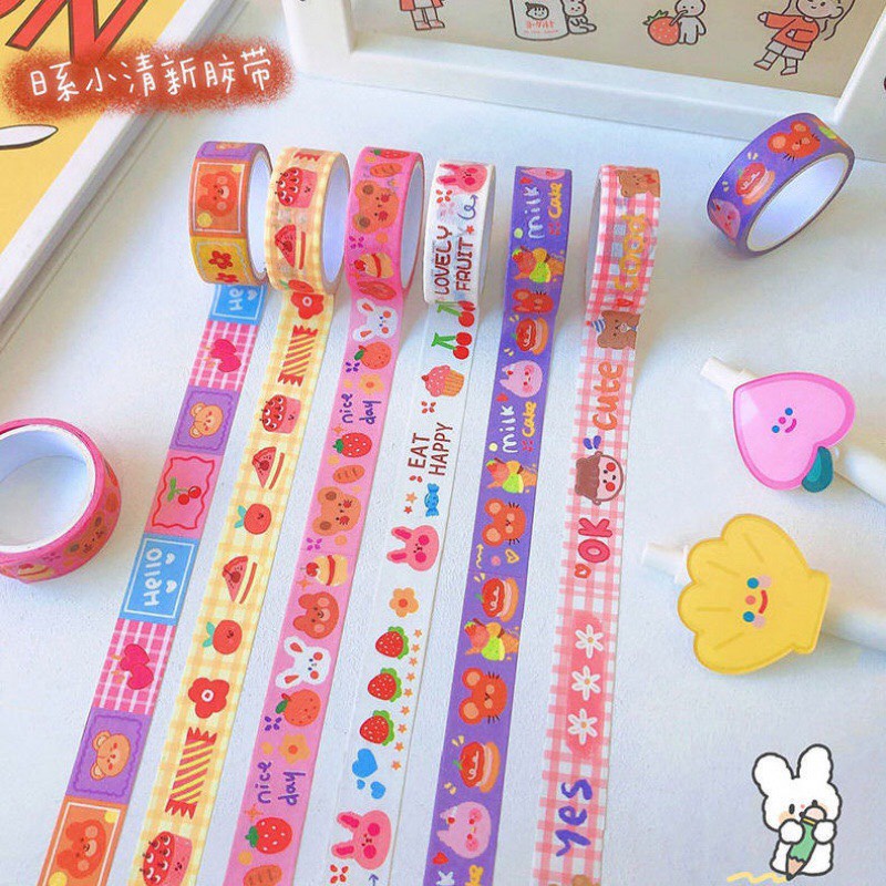 Set 10 Cuộn Washi Tape Họa Tiết Retro Mascaron Trang Trí Sổ Vở Lưu Niệm Băng Dính Decor Sách Vở Cute Giá Rẻ