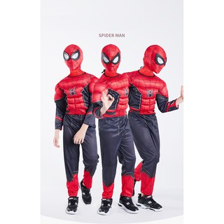 TRẺ EM Hóa Trang Người Nhện Spiderman FARHOME Độn Cơ Bắp