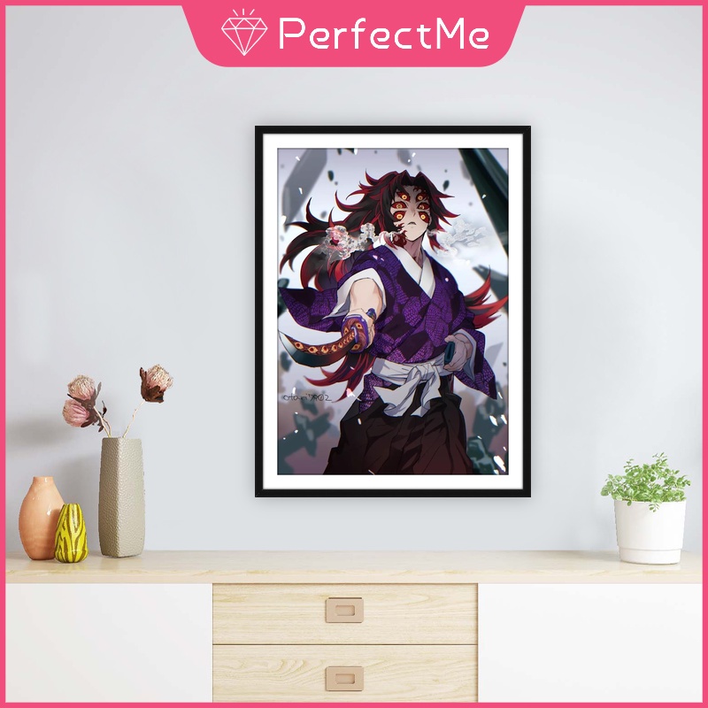 Tranh Đính Đá 5D Tự Làm Hình Anime Demon Slayer 30x40cm Trang Trí Tường Nhà