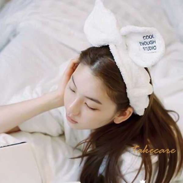 Băng đô lông nhung quấn đầu có viền dây thép tự điều chỉnh tiện lợi cho nữ khi tắm / rửa mặt / trang điểm