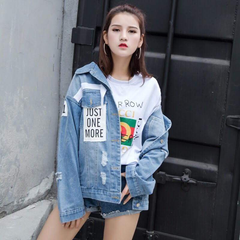 Áo khoác jean nữ BB cao cấp Jomo017 form rộng đủ size M-L-XL Chiwawa shop 76