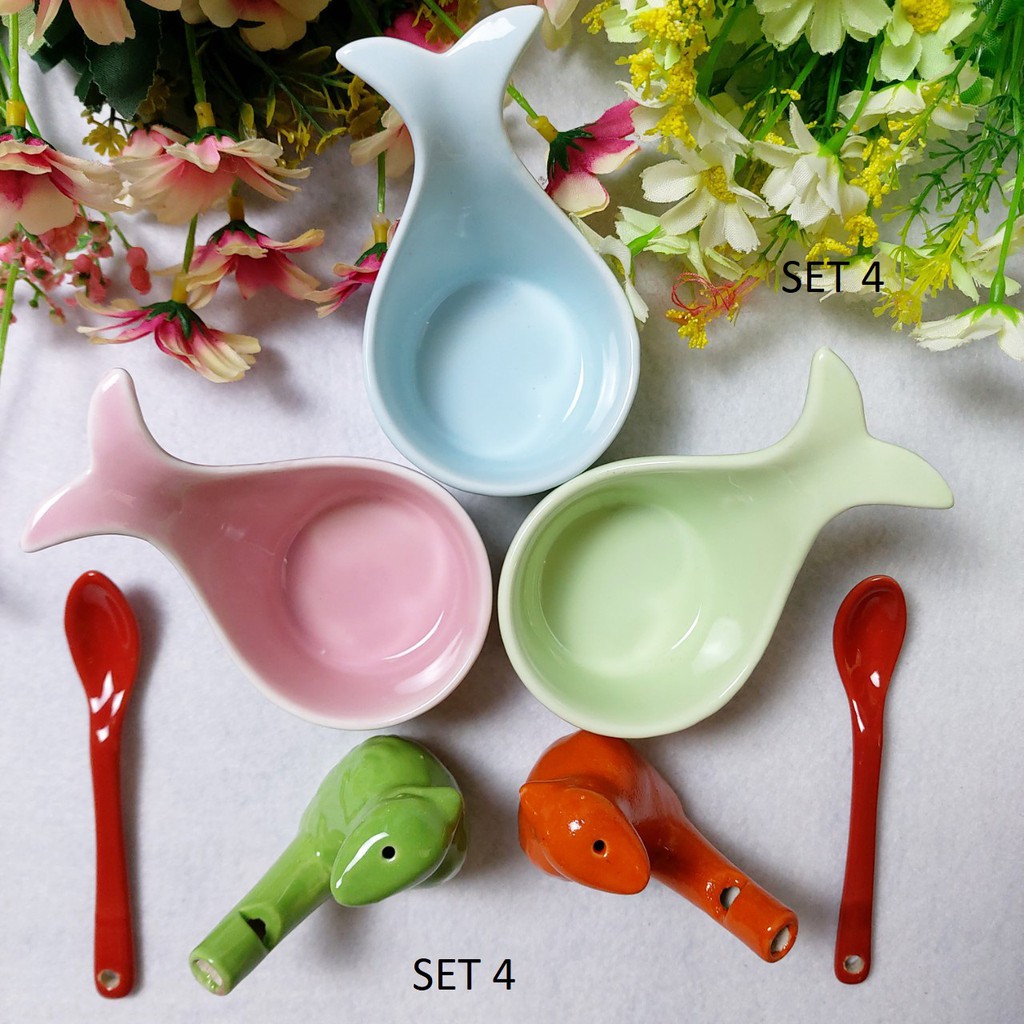 [TẶNG QUÀ] SÉT ĂN DẶM BÁT SỨ CAO CẤP ĐÁNG YÊU CHO BÉ