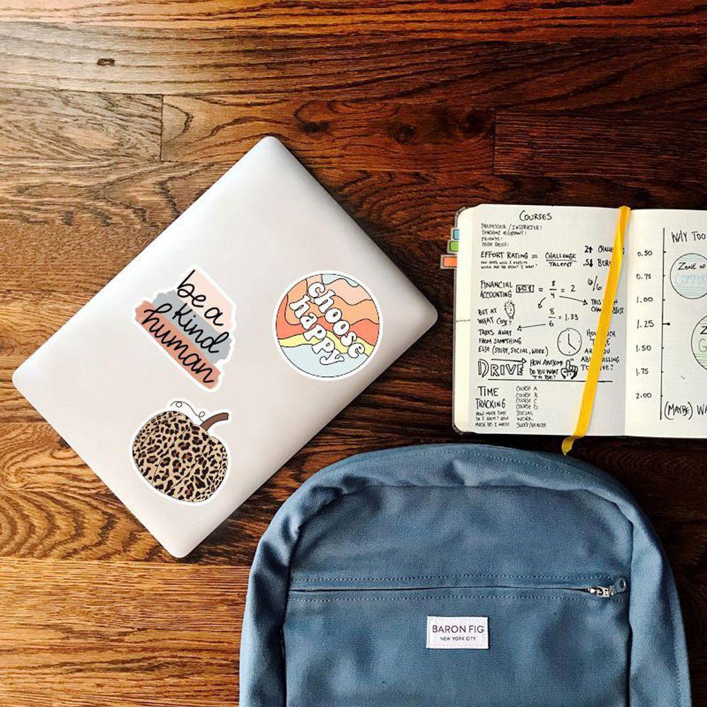 AUGUSTINA Nhãn Dán PVC Họa Tiết Hoa Văn Kiểu Bohemian Vui Nhộn Dùng Trang Trí Điện Thoại / Laptop / Va Li DIY