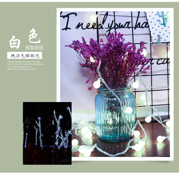 Dây đèn led pha lê trong suốt màu sắc tươi sáng ấm áp dùng trang trí (chạy bằng pin AA)