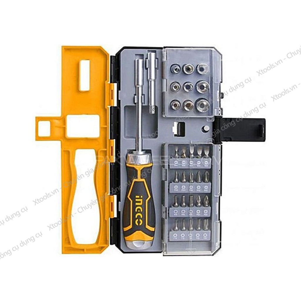 Bộ tua vít đa năng 33 chi tiết INGCO HKSDB0338 tuốc nơ vít đóng mở 2 chiều tự động có nam châm sửa điện thoại máy tính