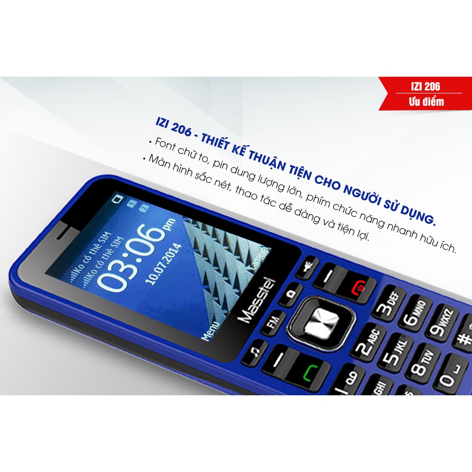Điện Thoại Masstel IZi 206 - Chữ To ,Loa To bảo hành 12 tháng toàn quốc | BigBuy360 - bigbuy360.vn