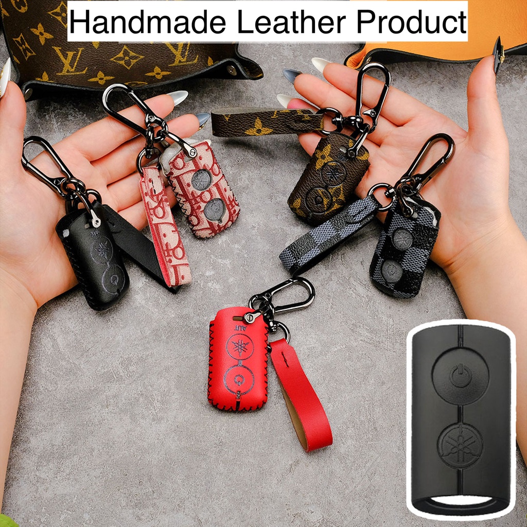 Bao da bọc chìa khóa smartkey xe máy Yamaha Exciter 155 Janus NVX Grande Latte Freego 2 nút bấm khâu tay YA