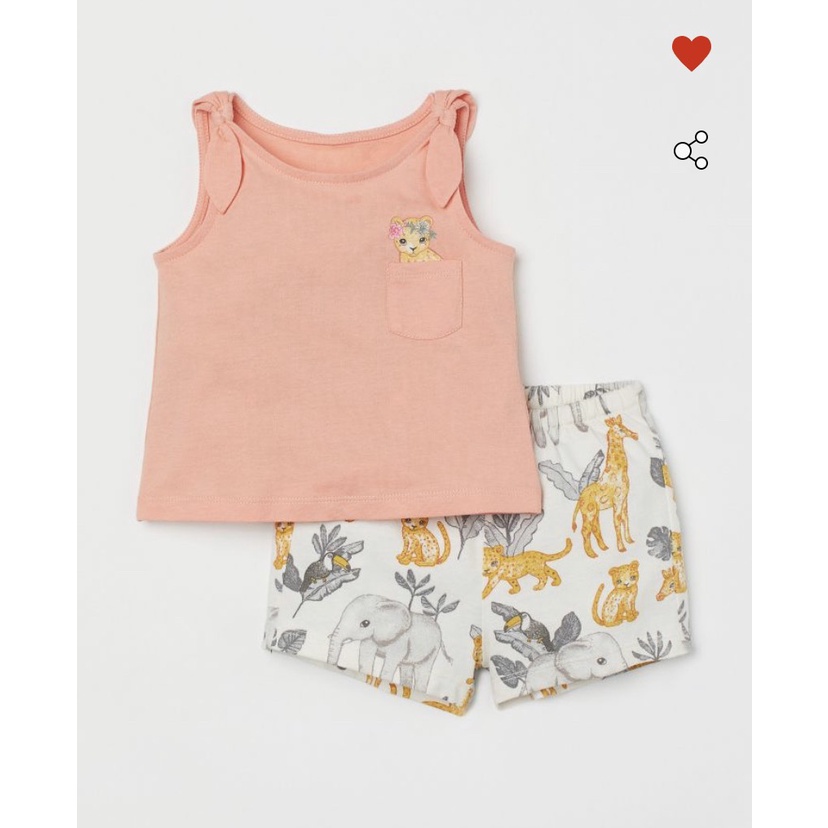 Bộ ba lỗ HM cotton cho bé gái xinh xắn