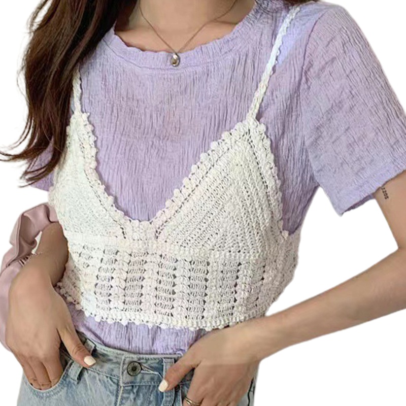 Áo croptop hai dây cổ chữ V thời trang mùa hè quyến rũ cho nữ