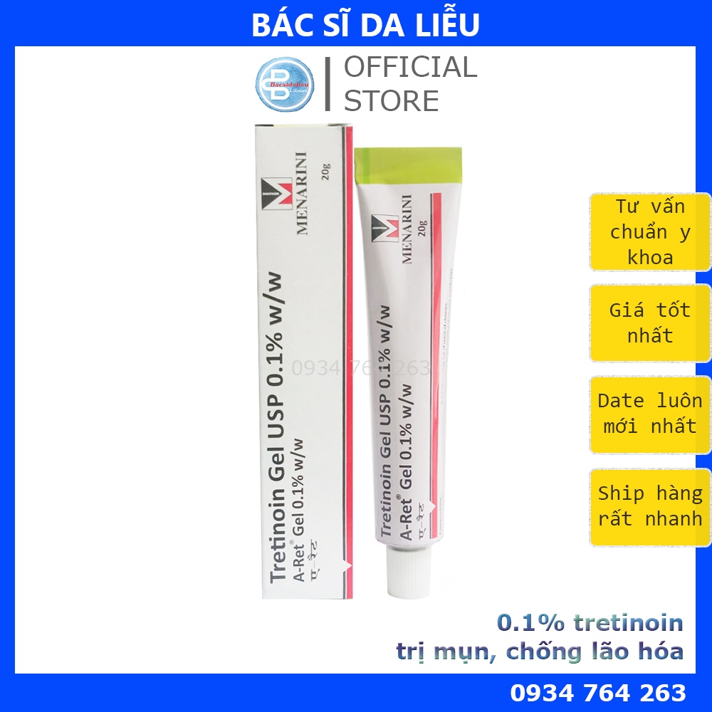 Aret Tretinoin gel 0.1%  kem tre giảm mụn, chống lão hóa - tretinol A ret chính hãng Ấn Độ