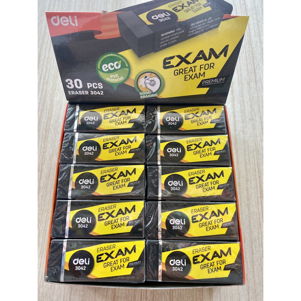 Gôm tẩy 2B Deli gôm tẩy đen dùng cho học sinh tẩy sạch ít vụn 3042-3043 ANKICO