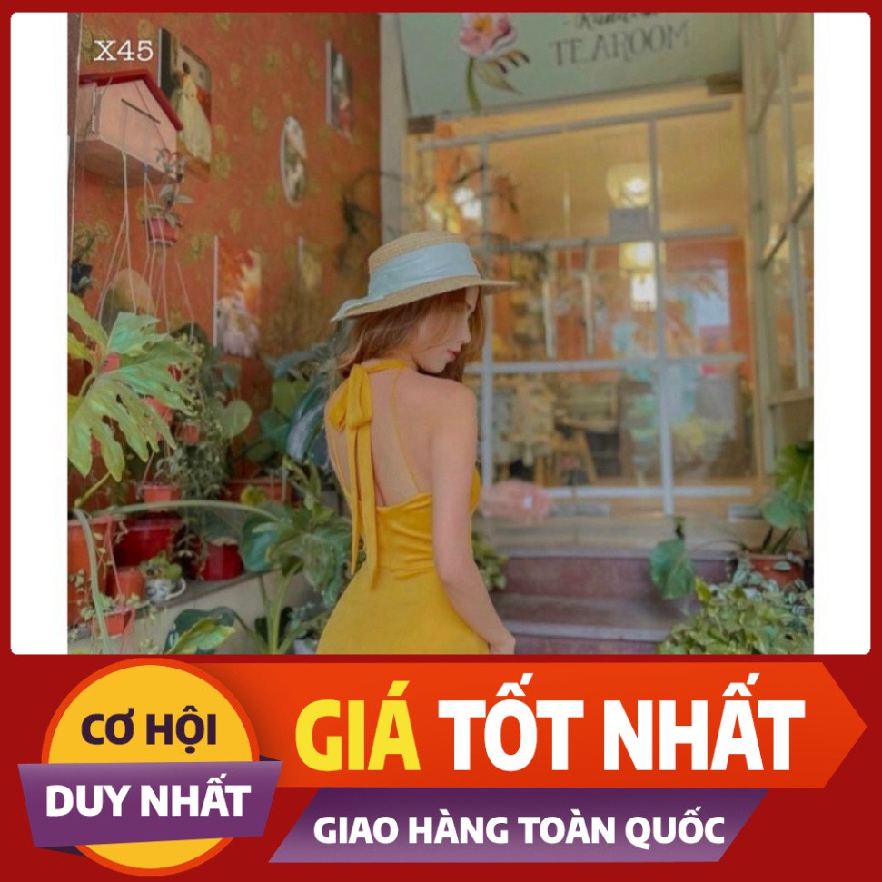 [MÃ VAYD320K-GIẢM 15k] ĐẦM VÀNG CỔ YẾM XẺ TÀ MẪU MỚI TINH THÁNG 5