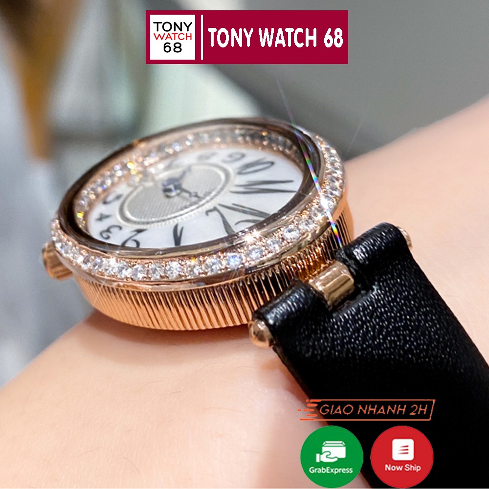 Đồng hồ nữ Guou chính hãng chống nước hình giọt nước viền đá dây da Tony Watch 68