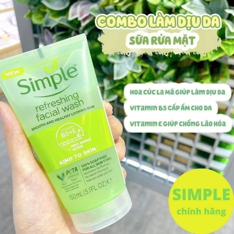 Sữa rửa mặt Simple Kind To Skin Refreshing Facial Wash Gel 150ml - Chính Hãng