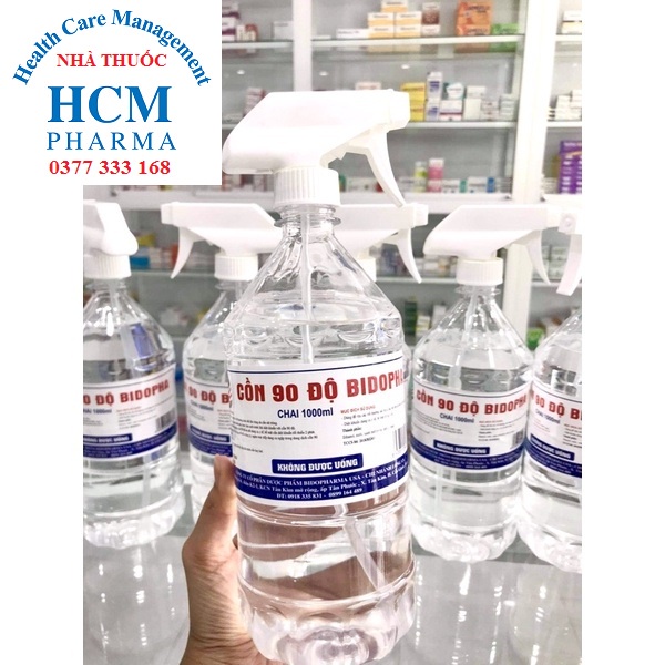 Cồn 90 độ rửa tay sát khuẩn xịt BIDOPHA có vòi 500ml 1000ml HCM02