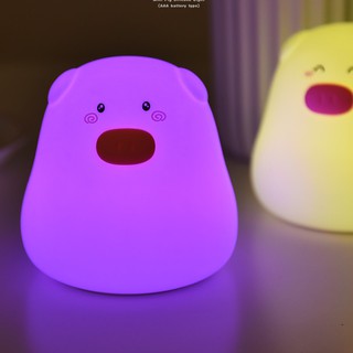 Đèn ngủ heo cảm ứng silicon