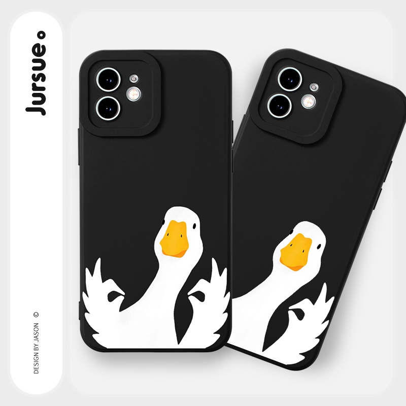 Ốp lưng JURSUE mềm chống bẩn hoạt hình dễ thương đẹp đen Cho iPhone 14 13 12 11 Pro Max SE 2020 X XR XS 8 7 ip 6S 6 Plus Y2335