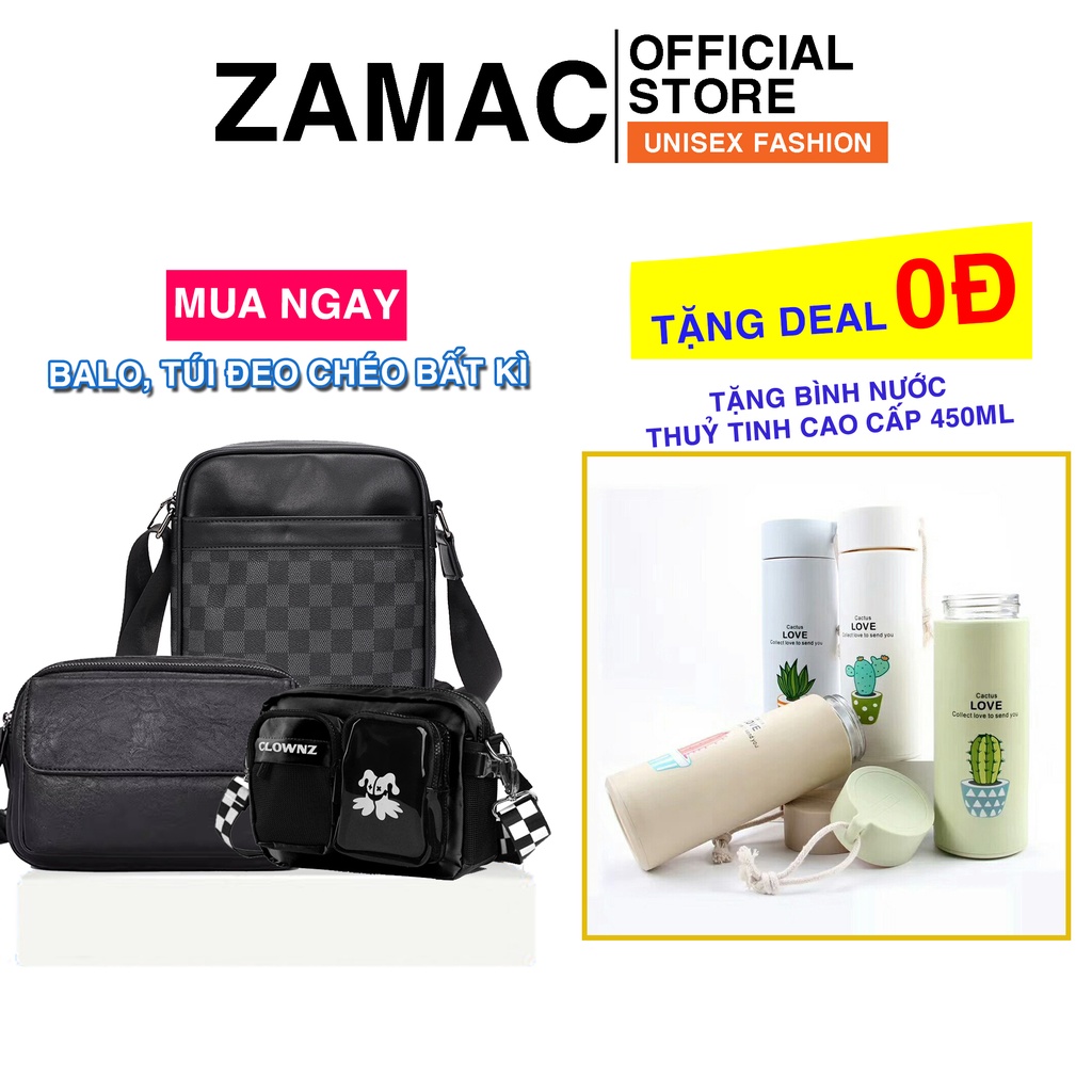 Bình đựng nước ZAMAC chất liệu thuỷ tinh cao cấp in hình xương rồng - ZMB0001