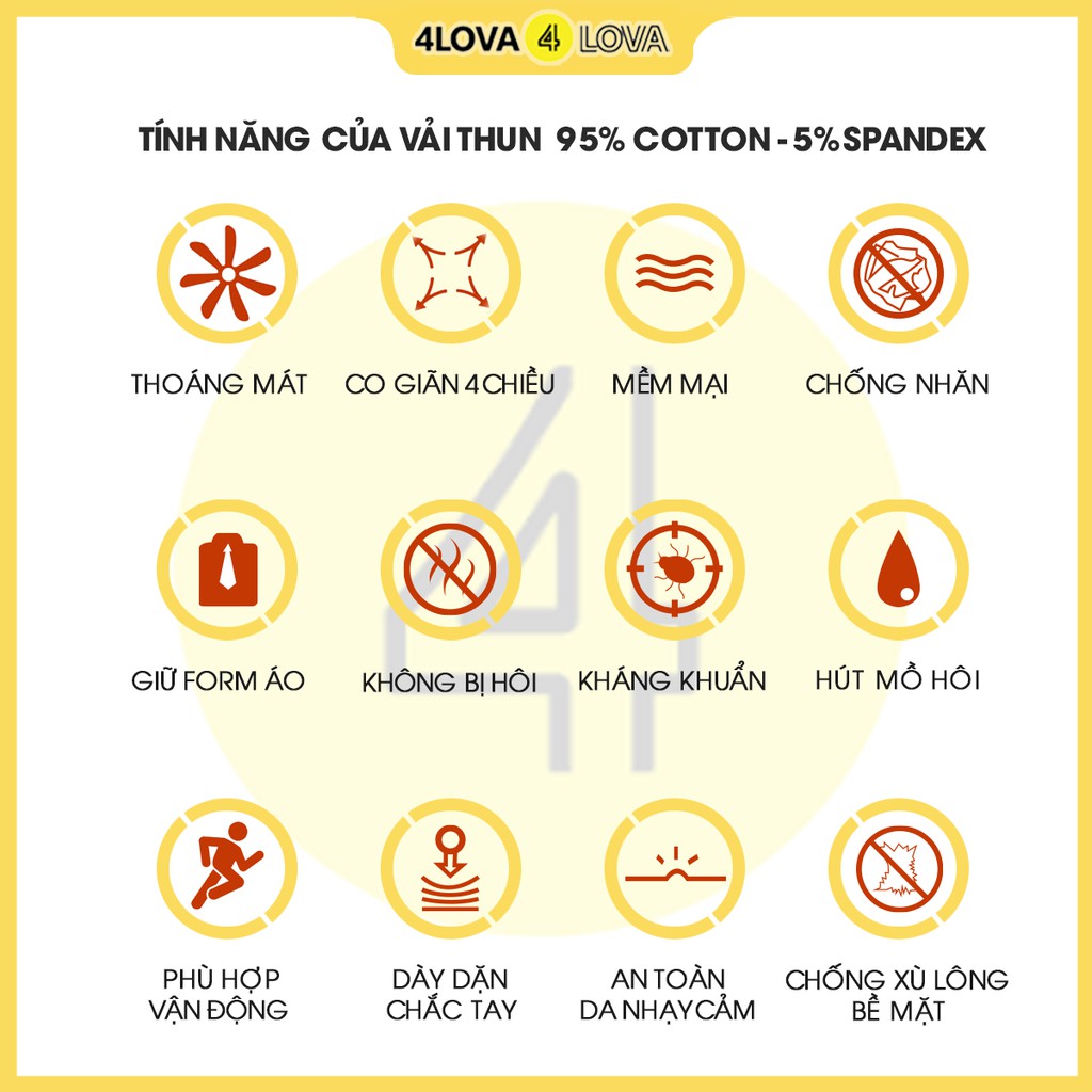 Áo thun ba lỗ cotton size đại cho bé 4LOVA trơn basic hàng chính hãng từ 28-44 kg