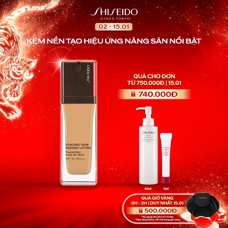[Mã COSSD5 giảm 10% đơn 600K] Phấn nền dạng lỏng Shiseido Synchro Skin Radiant Lifting Foundation 30ml