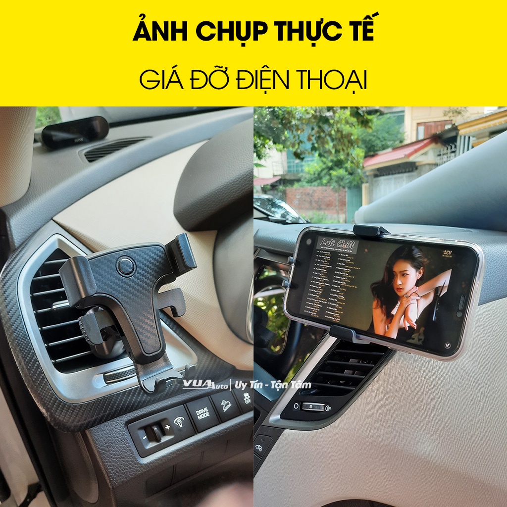 Giá đỡ điện thoại trên ô tô VuaAuto kẹp gắn cửa khe gió điều hoà xoay 360 độ vân cacbon tinh tế nhỏ gọn tiện lợi cho xe