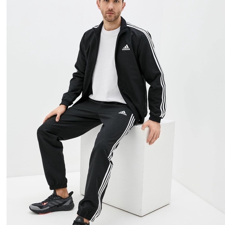 [100% HÀNG CHÍNH HÃNG] Bộ thể thao Adidas poly đen chất gió - GK9950