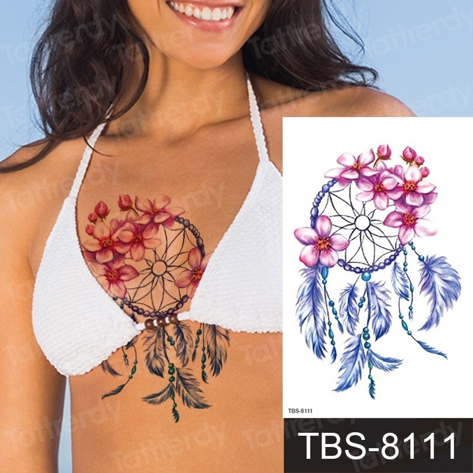 Hình Xăm Dán Cánh Tay/ Vai/ Vai/ Cổ Tay Hình Dreamcatcher Chống Nước Cho Nữ